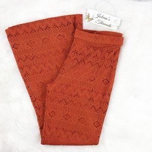 AEO Lace Flare Festival Pants in Rust